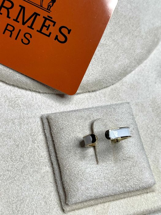 бял регулируем пръстен Х H hermes с кутийка златен златист