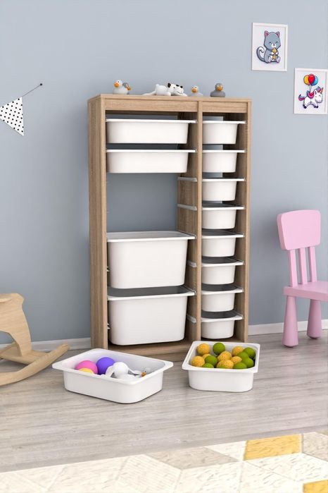 Шкаф за съхранение, етажерка за играчки с 14 кошници Montana XS