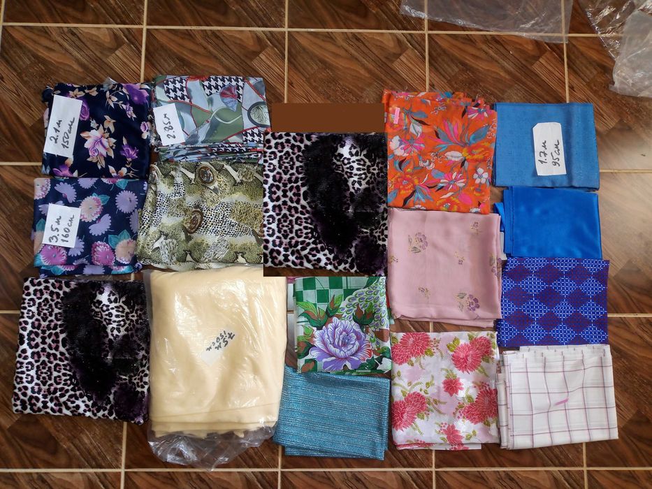 Шикарные цветные ткани в отрезах.Цена за метр