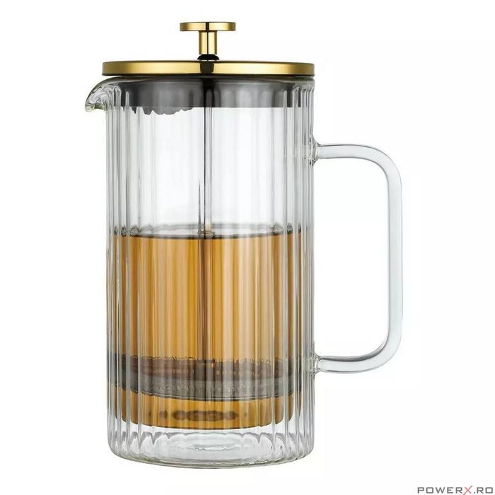 Infuzor din sticla, aparat cu piston pentru cafea, ceai sau ierburi,