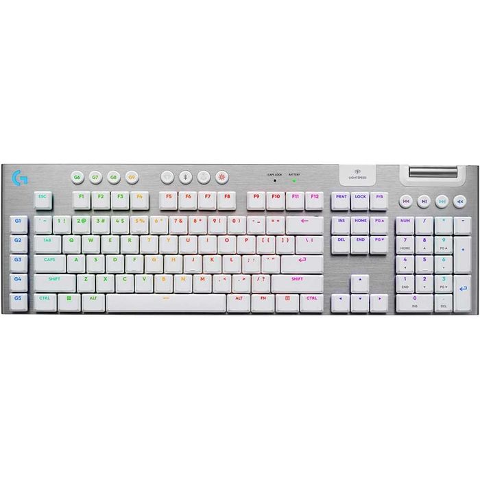 Tastatura Gaming Wireless mecanica LOGITECH G915 X Lightspeed Tactile Switches, Bluetooth, USB, Layout US INT, alb | Ca nouă | Garanție