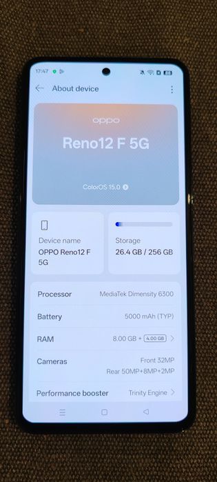 Telefon mobil Oppo Reno12 F, 8GB RAM, 256GB, 5G, Olive Green