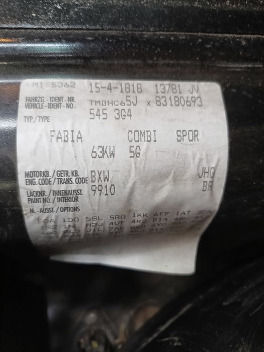 Шкода Фабия 2 комби/2008г/1.4 бензин НА ЧАСТИ!