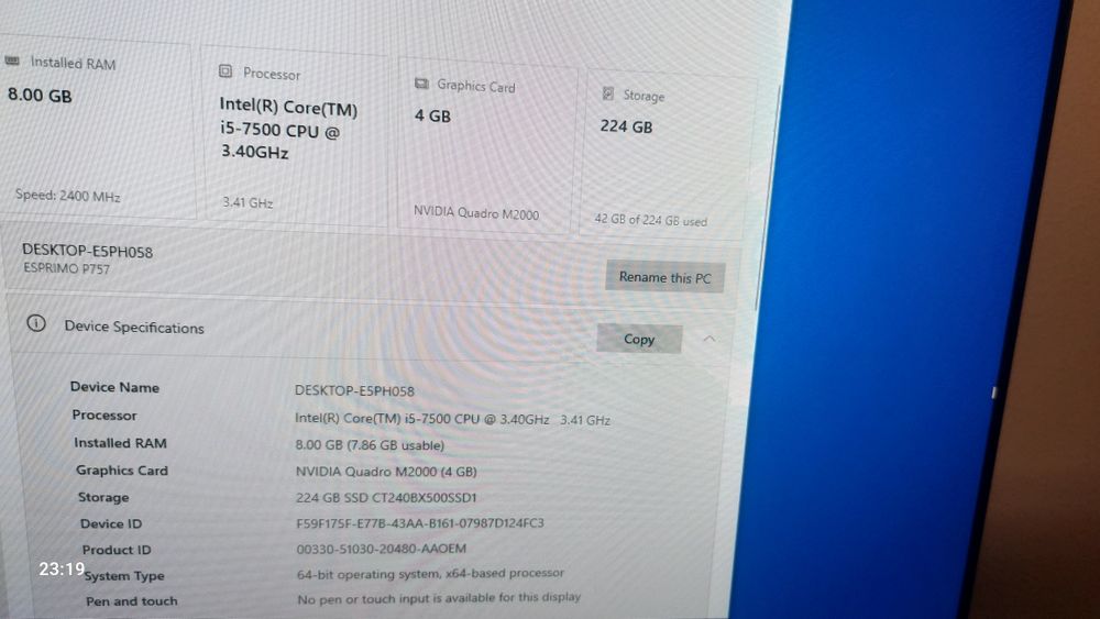 Pc Calculator Fujitsu  i5 7500,nvidia m2000