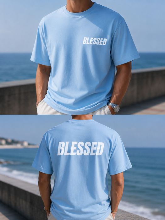 Tricou Unisex „Blessed” – Light Blue Edition