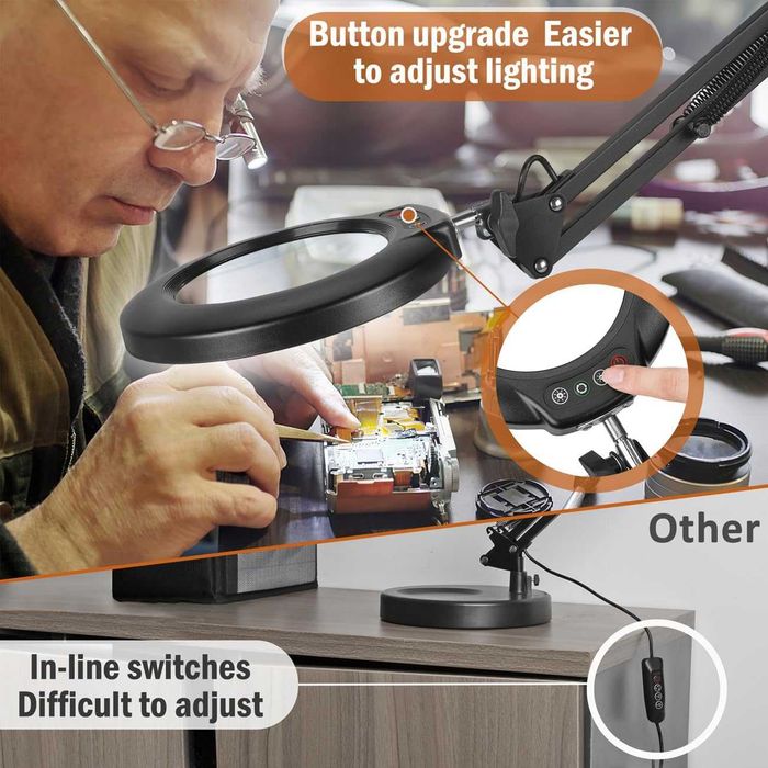 LED настолна лампа с лупа