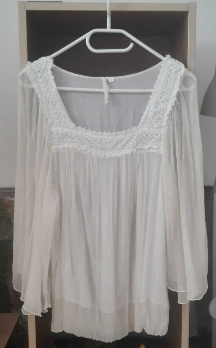 Блузи с дълъг ръкав от лен, памук и коприна