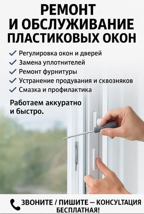 Ремонт пластиковых окон в Алматы| Регулировка | Замена фурнитуры