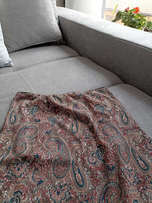 Дамска пола Mango в кафяво и зелено