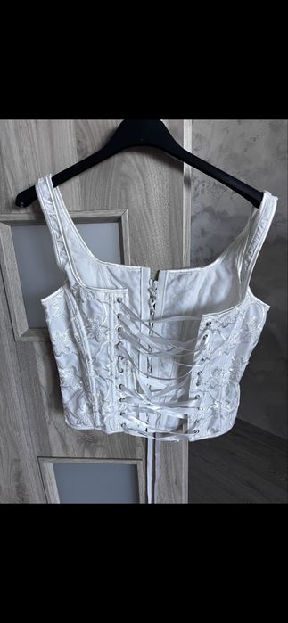 Corset dama alb cu imprimeu