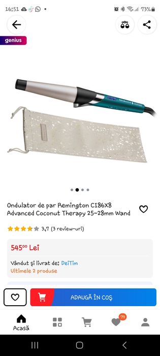 Ondulator de par Remington CI86X8 Advanced Coconut Therapy 25-28mm Wan