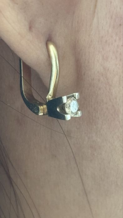 Комплект кольцо, серьги с бриллиантом