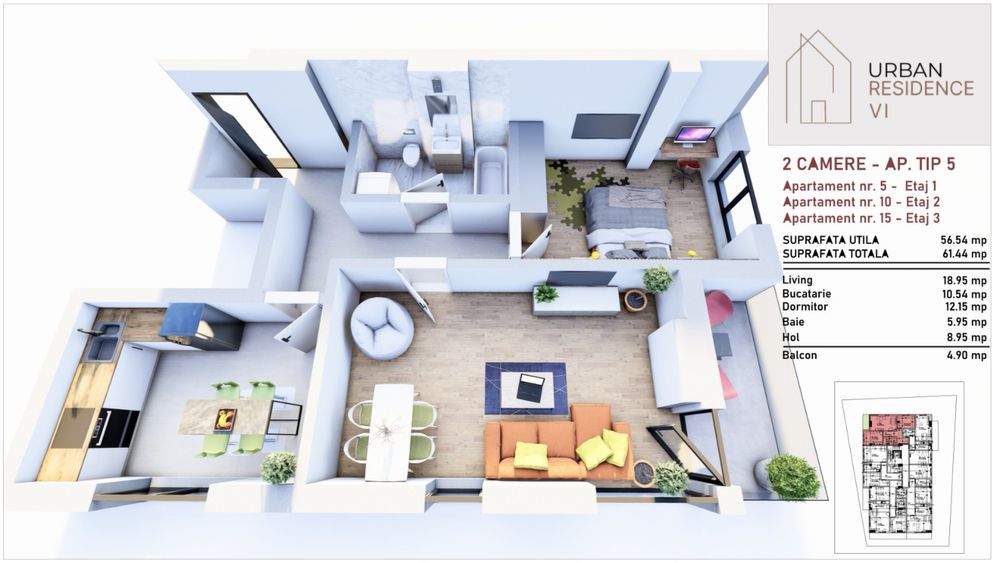 Apartament 2 camere decomandat in bloc nou in constructie