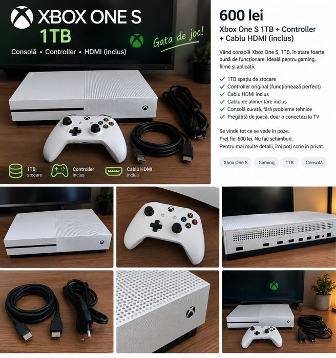 Xbox One S 1TB culoare alb