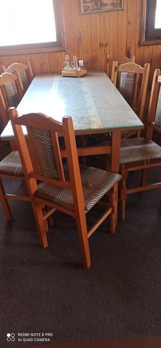 Masa restaurant cu 7 scaune (6 buc.)