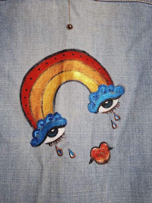 Geaca denim Fubu pictata manual