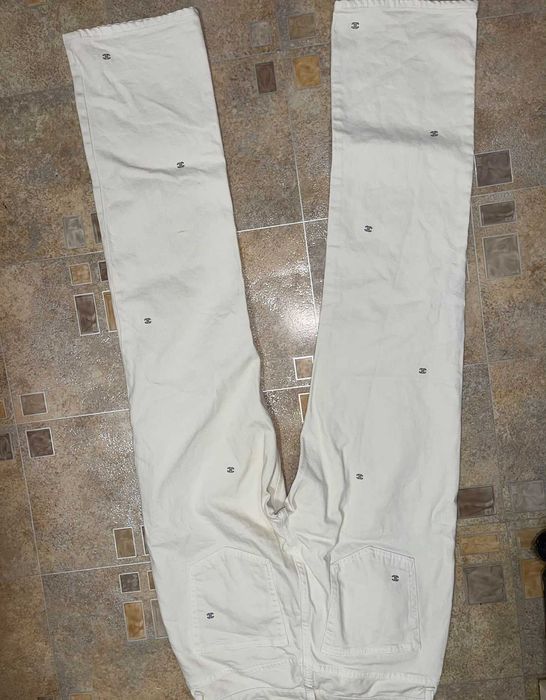 дънки бели слонова кост шанел chanel деним панталон като нови дълги