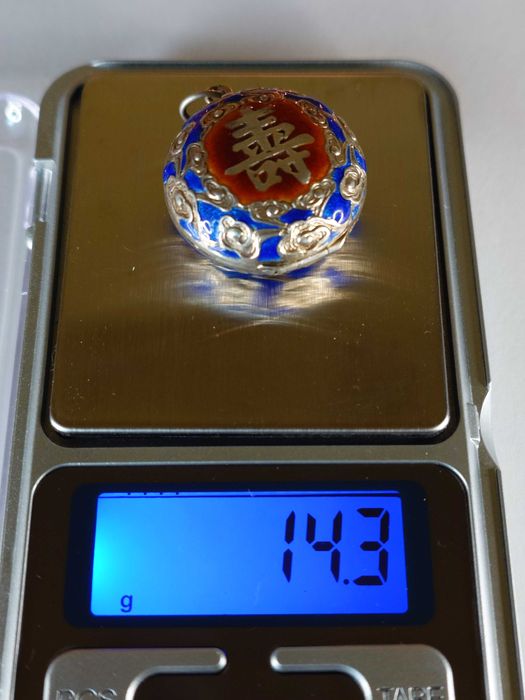 Pandantiv locket China, argint cu email cloisonné