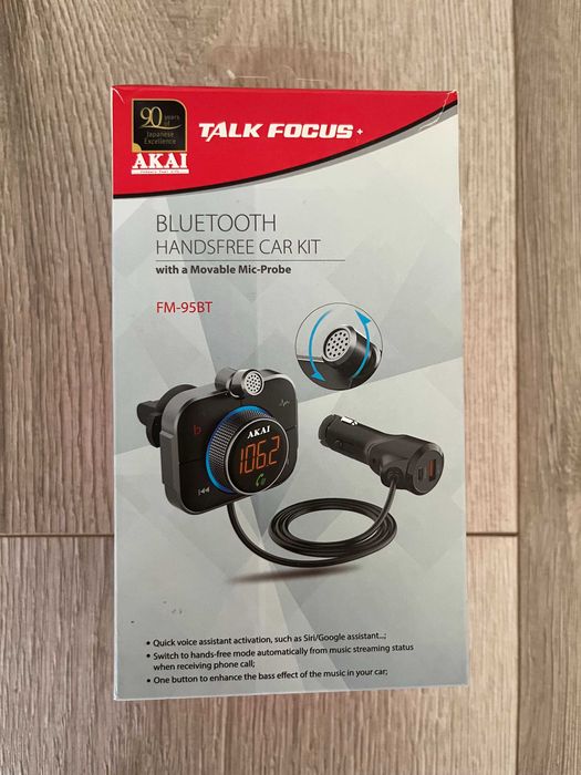 AKAI FM-BT 95 Bluetooth FM трансмитер за автомобил — перфектно състояние