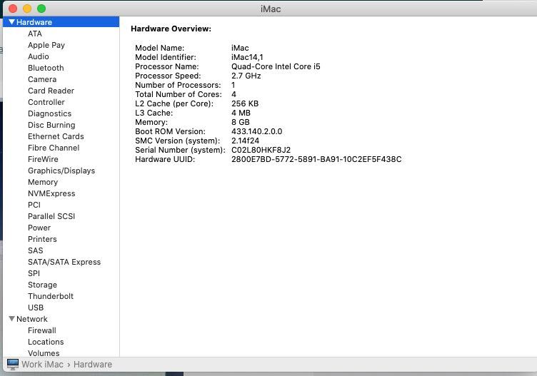 imac late 2013 21,5 inch 2,7Ghz i5 8gb ram 500 SSD macbook pro 2014