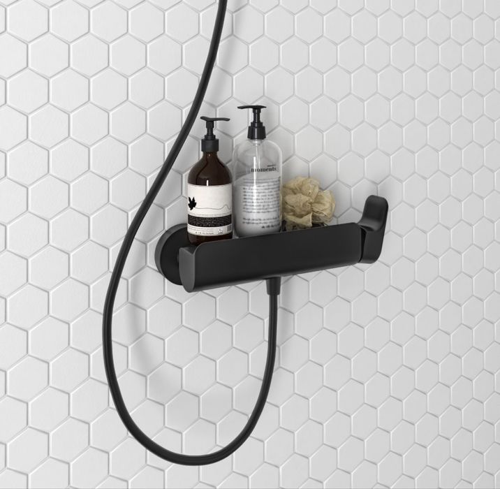 Baterie de duș mecanică neagră mat, SENSEA Remix