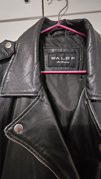 Черна кожена косуха руска марка ALEF