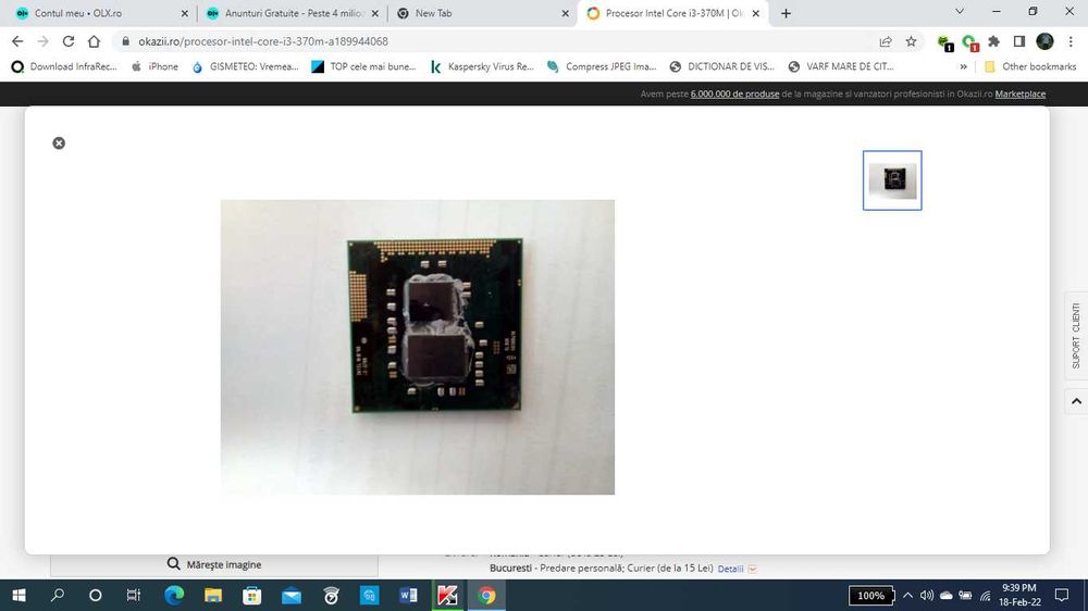 Procesor laptop intel i3 370M 2,40Ghz