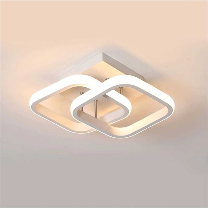 LED абажур 19 W 2 форми, Квадратни,Топла светлина 3000K, Бял