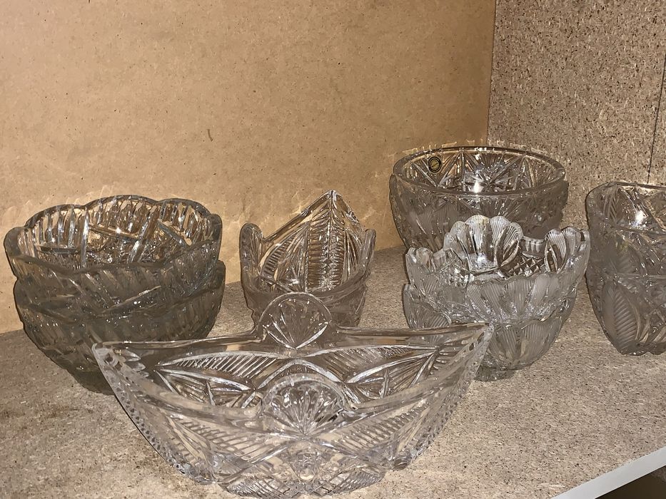 Хрустальные вазы посуда хрусталь 10 шт