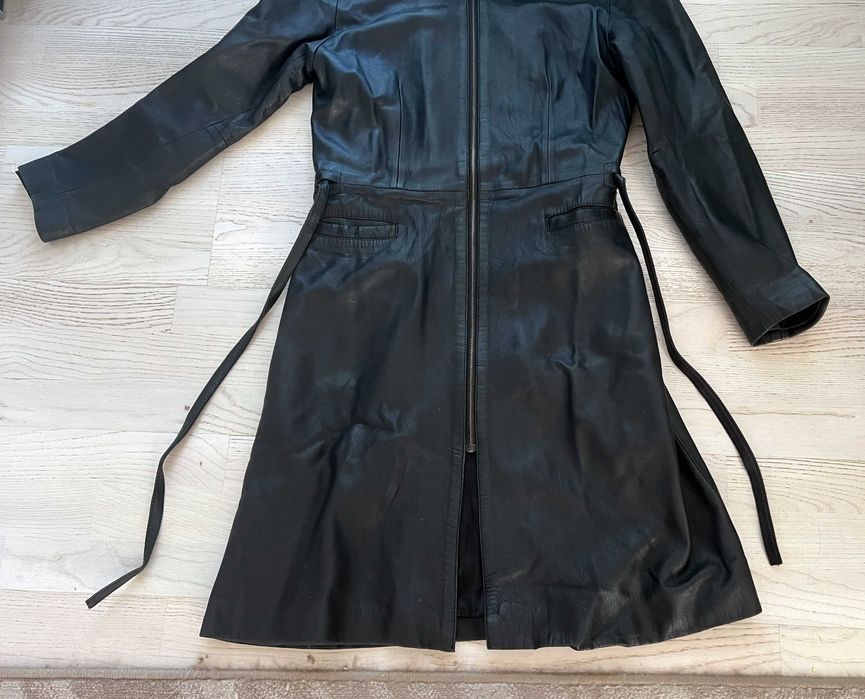 Palton lung damă piele naturală Gabriel Segui mărime L stare excelentă