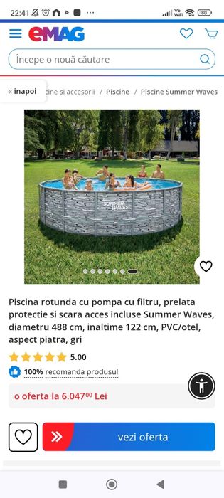 Piscina 4.88 m diametru , 1.22 m inaltime