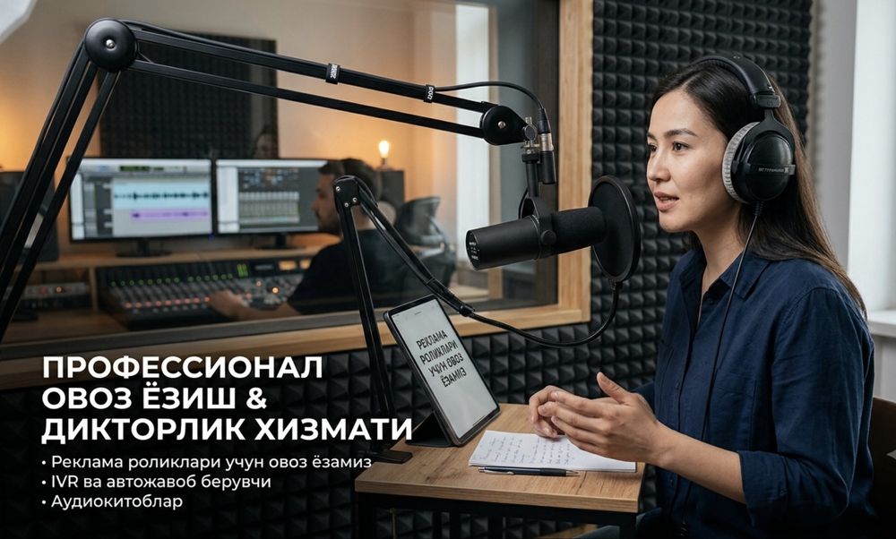 Профессионал овоз ёзиш ва дикторлик хизмати!