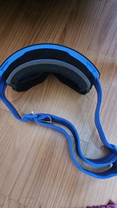 Ochelari ski si snowboard, lentila sferica dubla, demontabila, polarizata, ventilate anti-ceata, oglinda, albastru