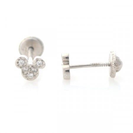 Cercei copii aur alb 14k Mickey Mouse