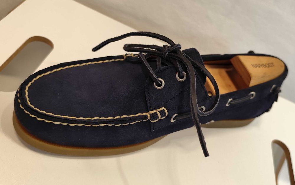 Pantofi sport casual 43.5 44 boat de lux Ralph Lauren NOI piele naturala suede navy