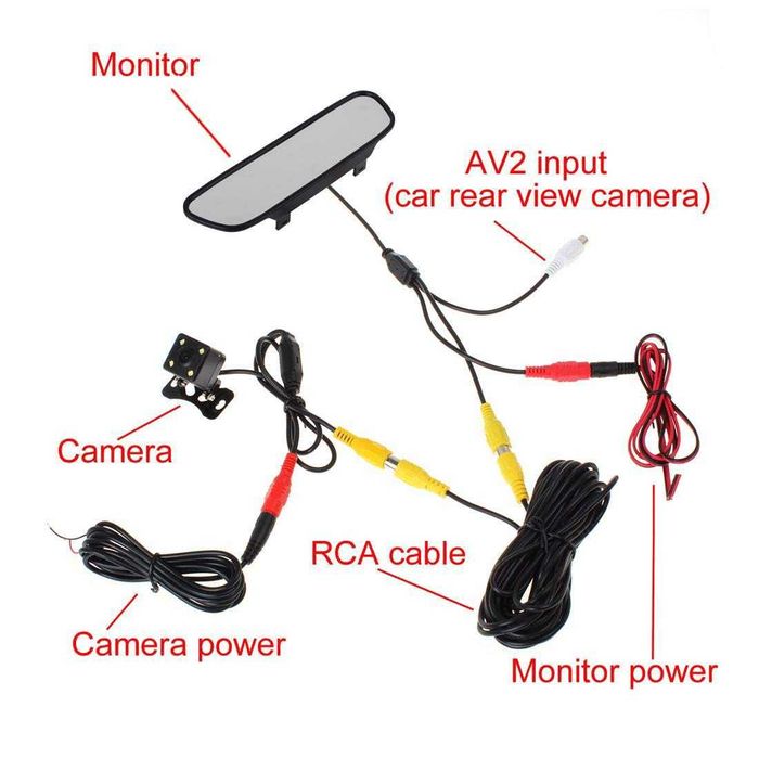Огледало за обратно виждане с 4,3 инчов дисплей и камера за заден ход.