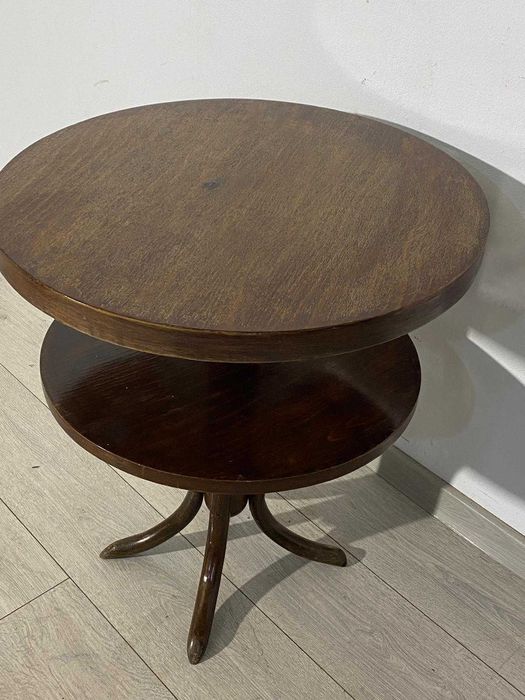 Masă Rotundă Vintage din Lemn 60X67 cm; Măsuță Cafea