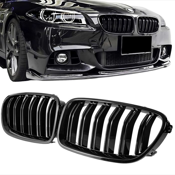 Grile duble BMW Seria 5 F10, F11, 2010-2017, Negru lucios