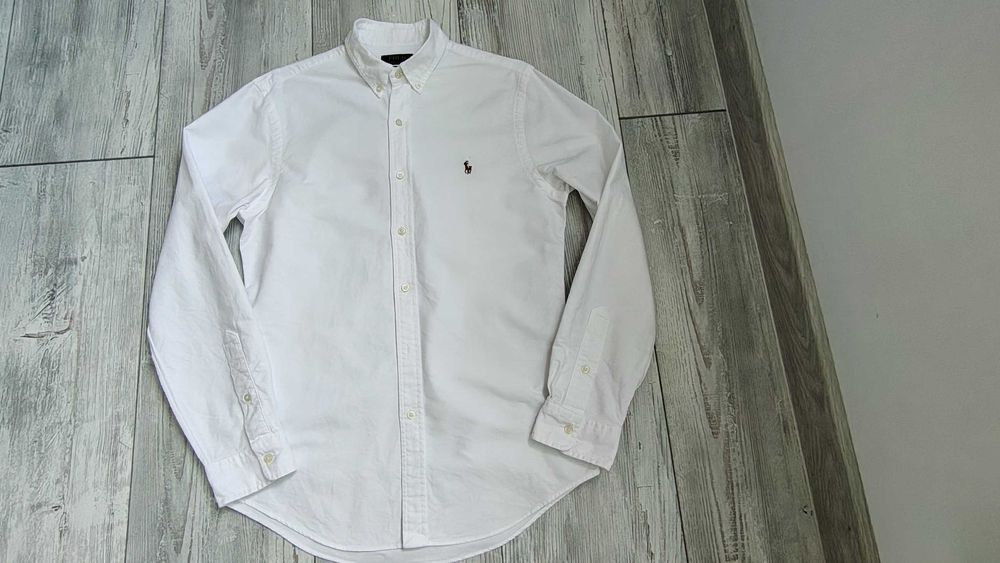 Нова бяла памучна мъжка риза  с дълъг ръкав POLO RALPH LAUREN р-р М - 175