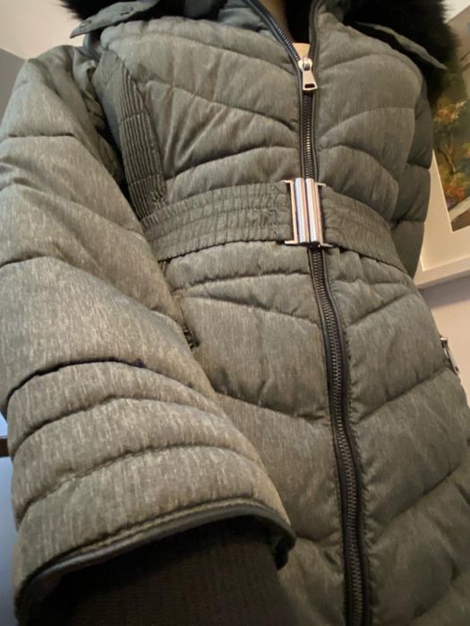 Geaca iarna lunga gri damă