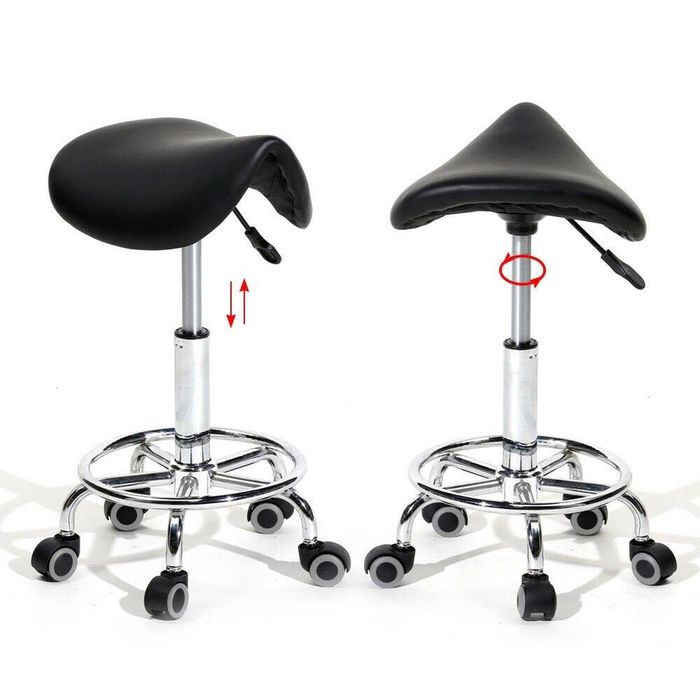 Scaun pentru salon, Piele ecologica/Metal, 40 x 70 cm, Negru