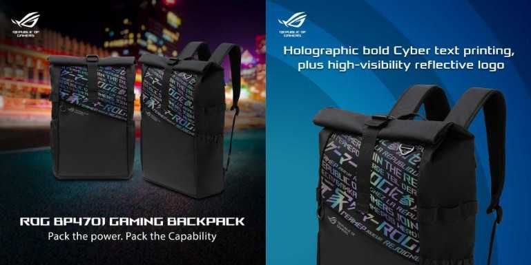 НОВА Геймърска раница ASUS ROG, водоустойчива, подходяща за 15", 16", 17" и 18" лаптоп
