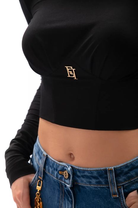 Elisabetta Franchi блуза от памучна материя с лого