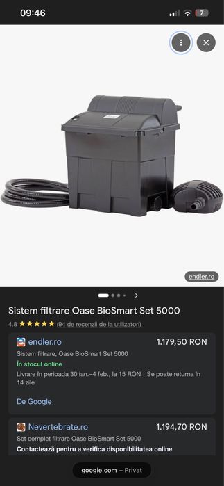 Iaz pentru pesti si pompa apa