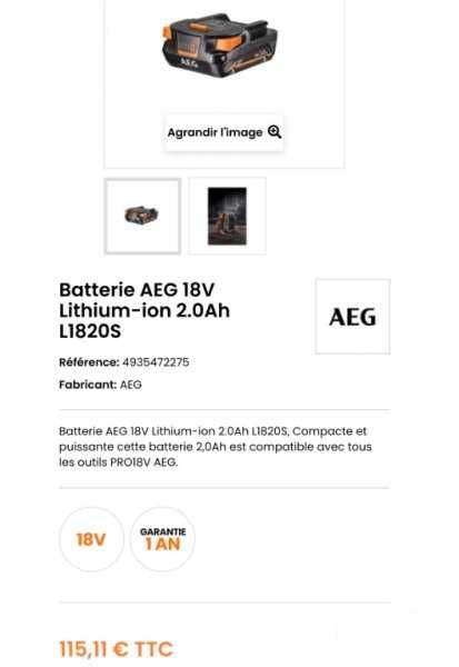 AEG L1820S PRO Li-ion - Батерия 18V 2.0Ah с индикатор 2022г.