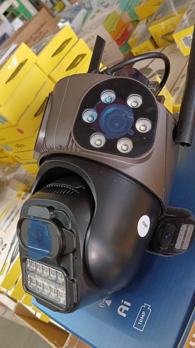 Тройна IP камера с WiFi приложение iCSee безжична камера 10MP