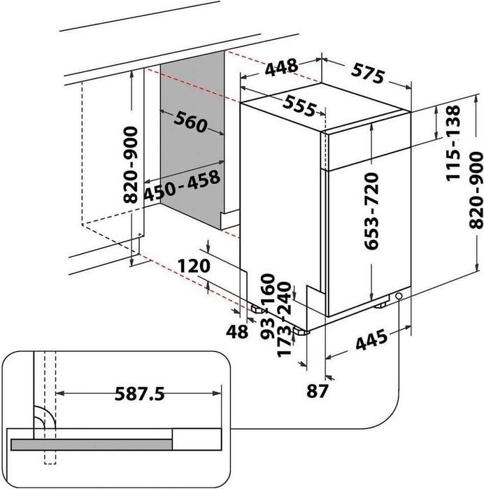 Съдомиялна частично вграждане PRIVILEG PV2PC10BS7A0 45см.