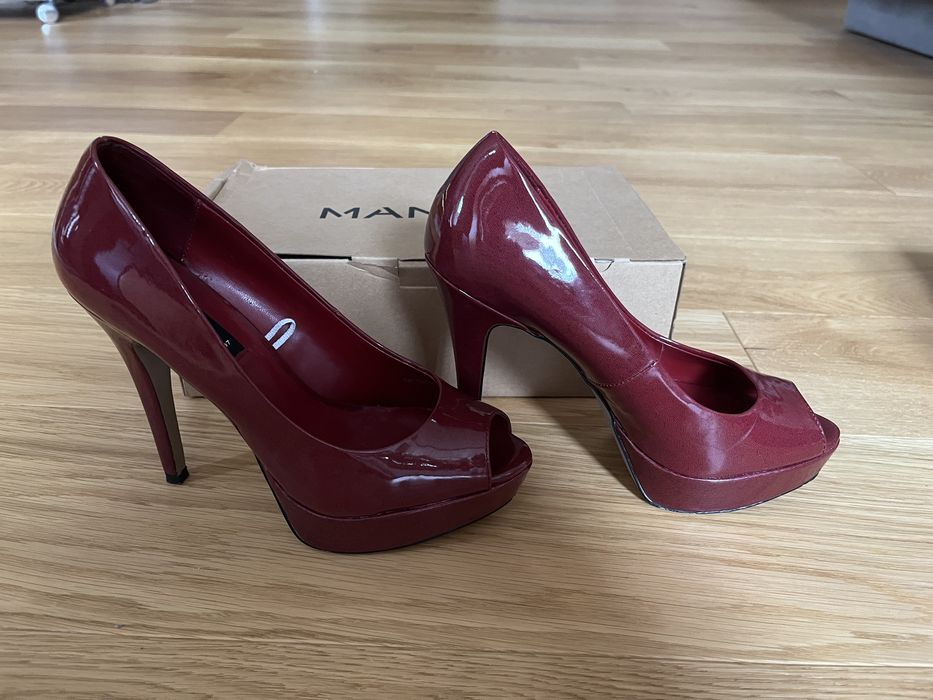 Обувки на ток Mango, Basic модел в червено 37 номер