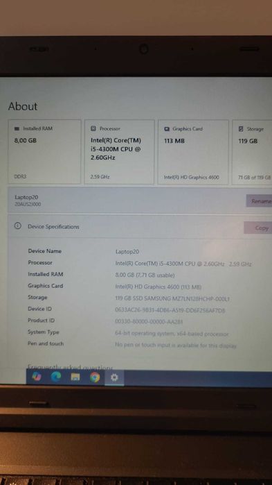 Laptop Lenovo Thinkpad L540 i5-4300M 8GB 120GB SSD