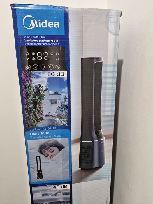Ventilator turn cu purificare aer Midea AMS150-PBW, Smart WiFi